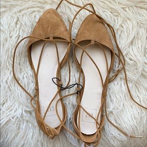 GAP lace up flats! Tan. These are gorgeous